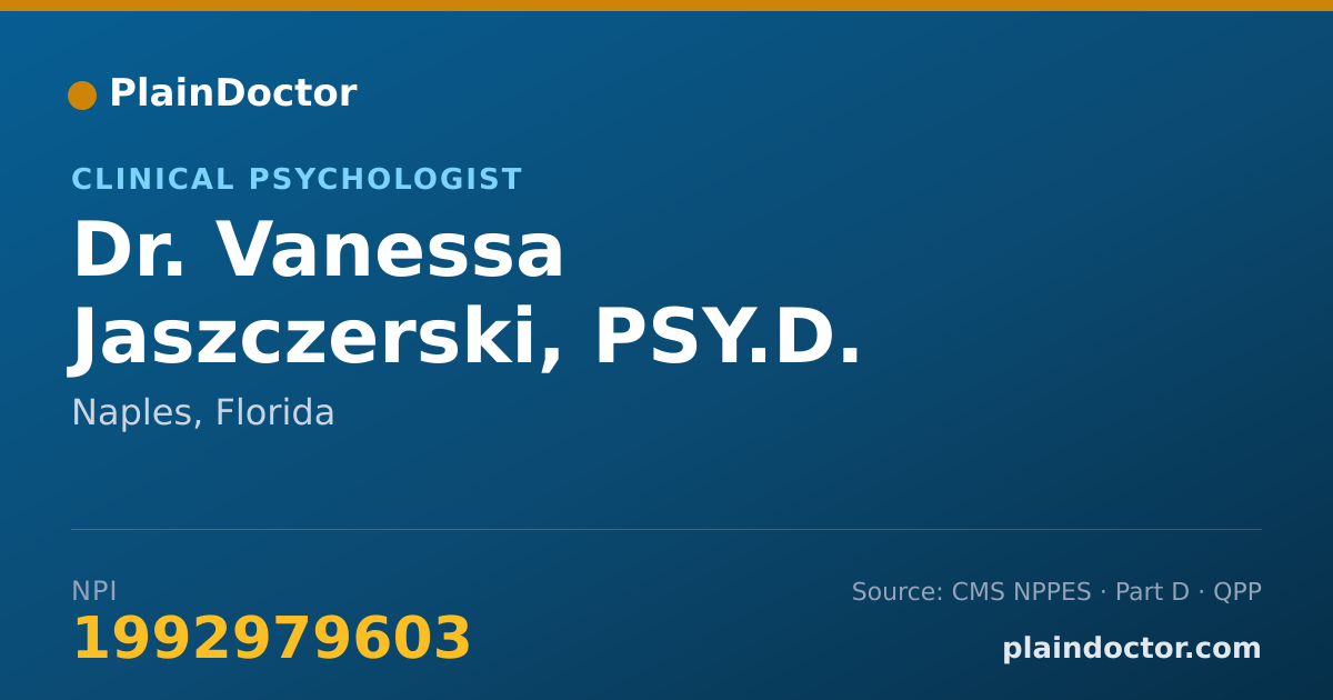 Shareable card for Vanessa Jaszczerski, PSY.D. - Clinical Psychologist, Naples, FL