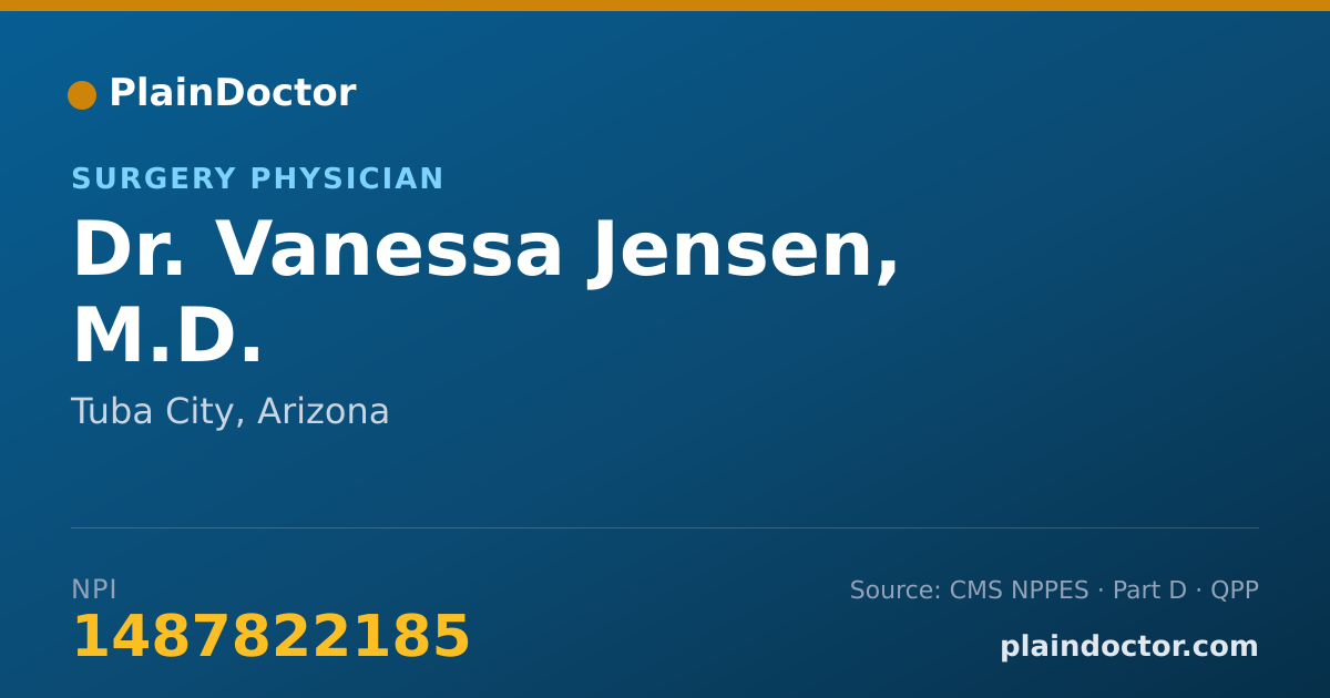 Shareable card for Vanessa Jensen, M.D. - Surgery Physician, Tuba City, AZ