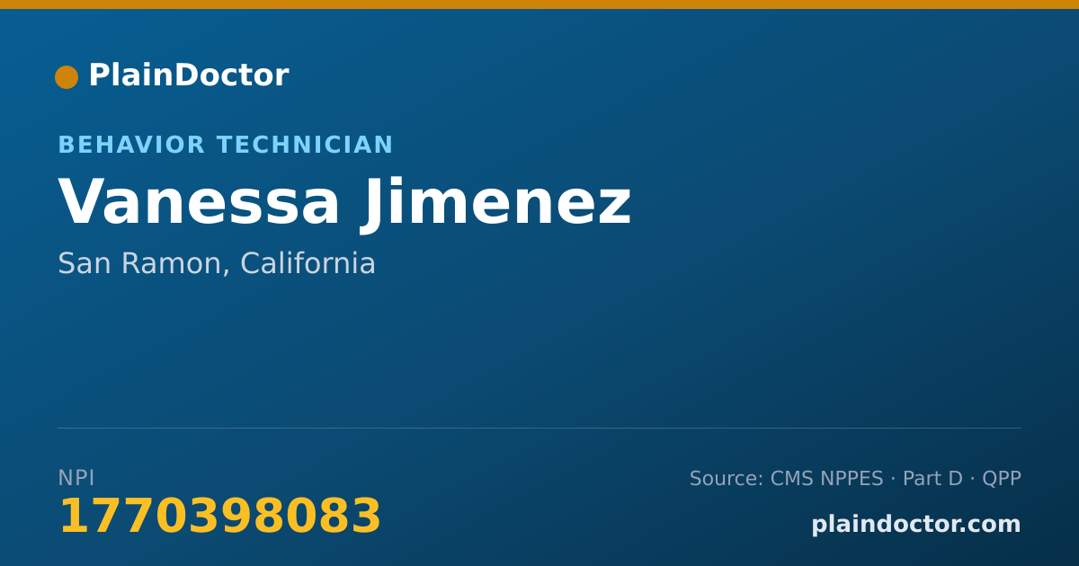 Shareable card for Vanessa Jimenez - Behavior Technician, San Ramon, CA