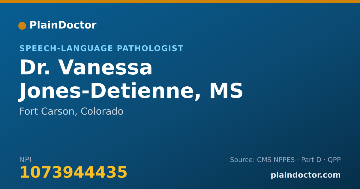 Shareable card for Vanessa Jones-Detienne, MS CCC-SLP - Speech-Language Pathologist, Fort Carson, CO
