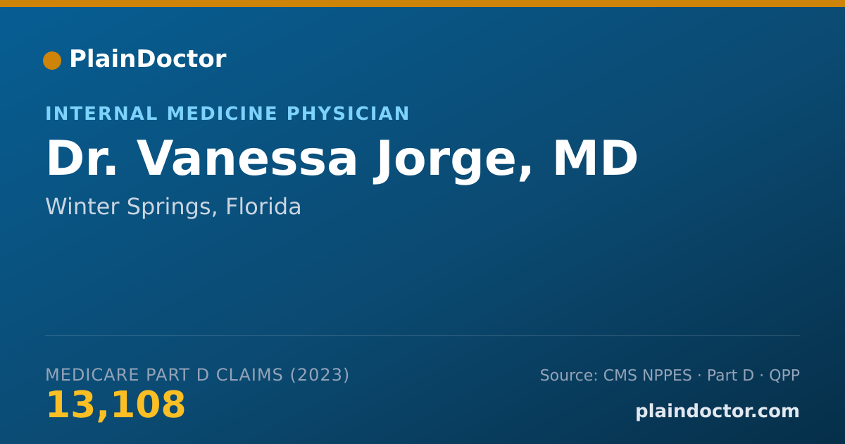 Shareable card for Vanessa Jorge, MD - Internal Medicine Physician, Winter Springs, FL