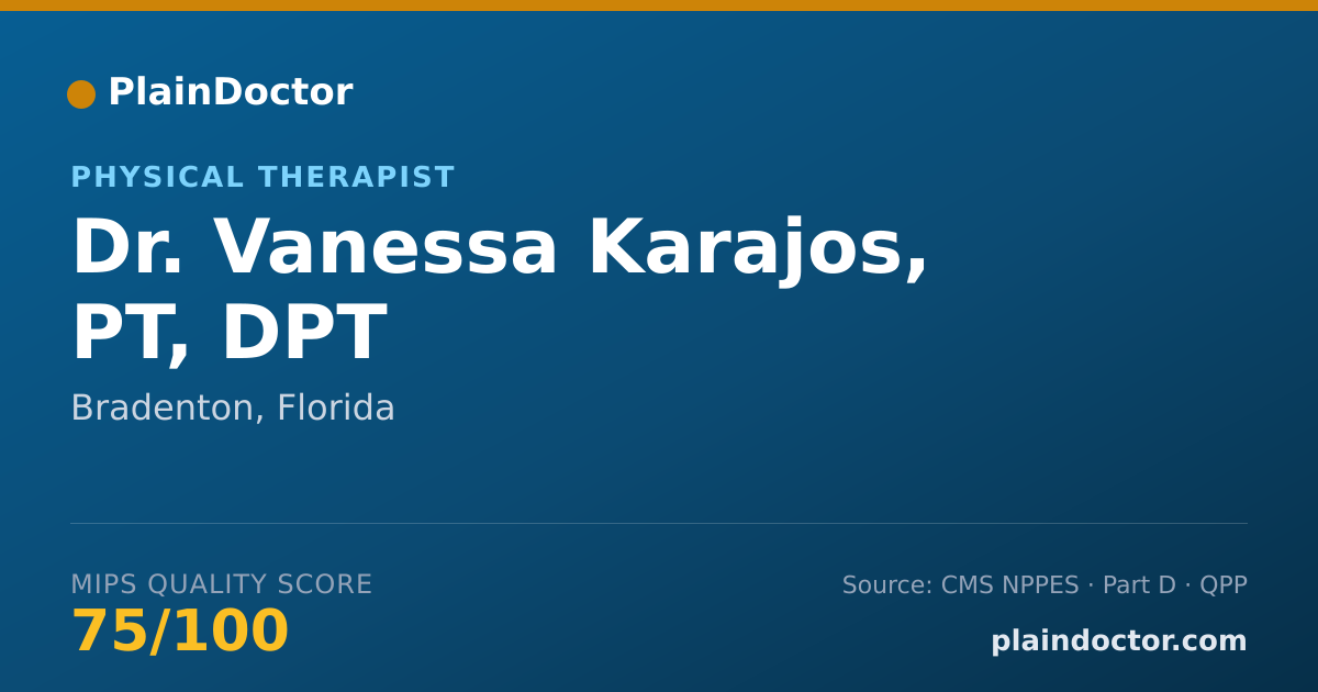 Shareable card for Vanessa Karajos, PT, DPT - Physical Therapist, Bradenton, FL