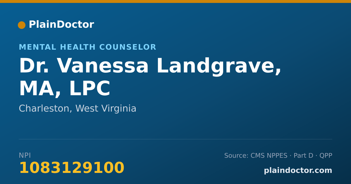Shareable card for Vanessa Landgrave, MA, LPC - Mental Health Counselor, Charleston, WV