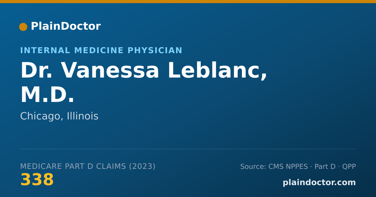 Shareable card for Vanessa Leblanc, M.D. - Internal Medicine Physician, Chicago, IL