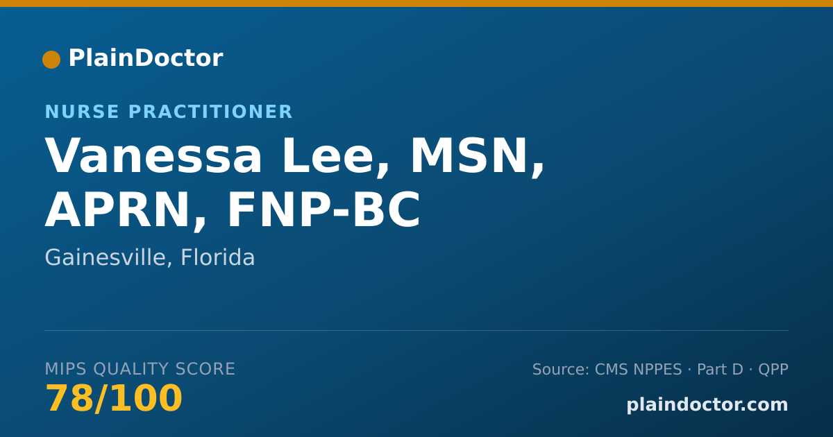 Shareable card for Vanessa Lee, MSN, APRN, FNP-BC - Nurse Practitioner, Gainesville, FL