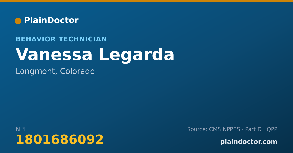 Shareable card for Vanessa Legarda - Behavior Technician, Longmont, CO