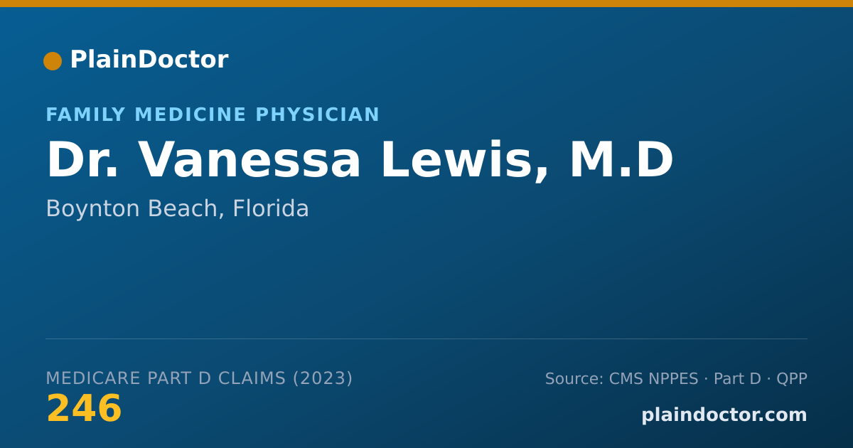 Shareable card for Vanessa Lewis, M.D - Family Medicine Physician, Boynton Beach, FL
