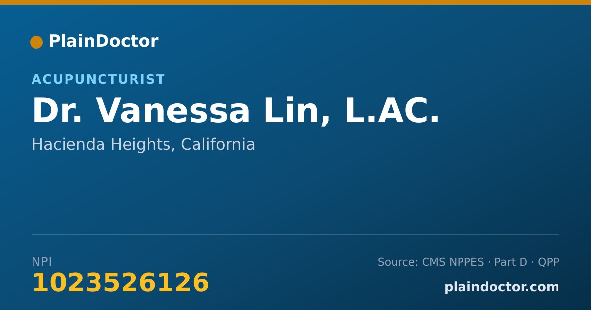 Shareable card for Vanessa Lin, L.AC. - Acupuncturist, Hacienda Heights, CA