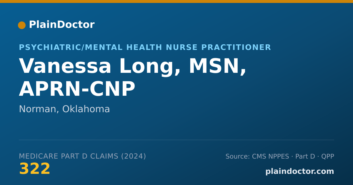 Shareable card for Vanessa Long, MSN, APRN-CNP - Psychiatric/Mental Health Nurse Practitioner, Norman, OK