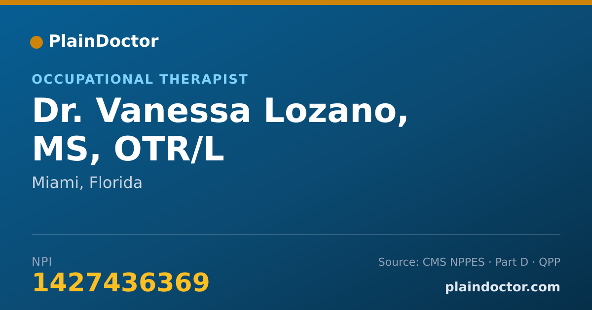 Shareable card for Vanessa Lozano, MS, OTR/L - Occupational Therapist, Miami, FL