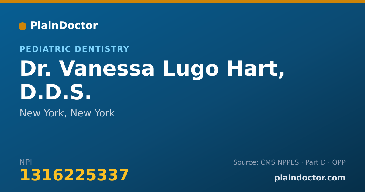 Shareable card for Vanessa Lugo Hart, D.D.S. - Pediatric Dentistry, New York, NY
