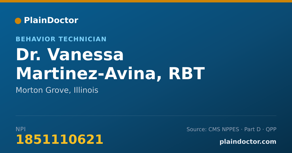 Shareable card for Vanessa Martinez-Avina, RBT - Behavior Technician, Morton Grove, IL