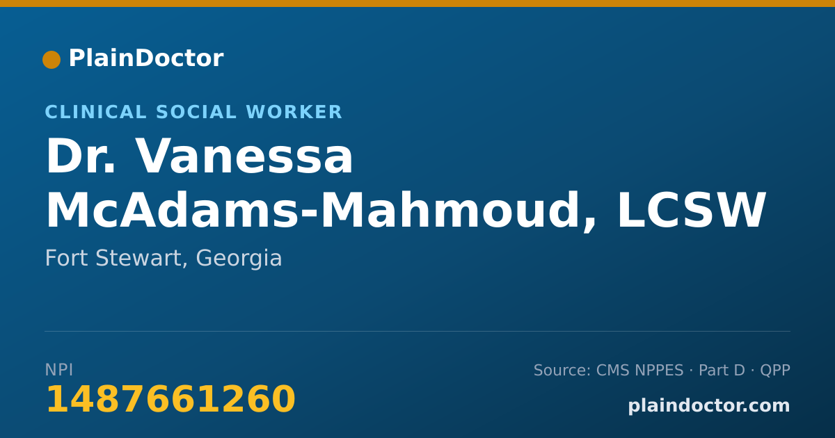 Shareable card for Vanessa McAdams-Mahmoud, LCSW - Clinical Social Worker, Fort Stewart, GA