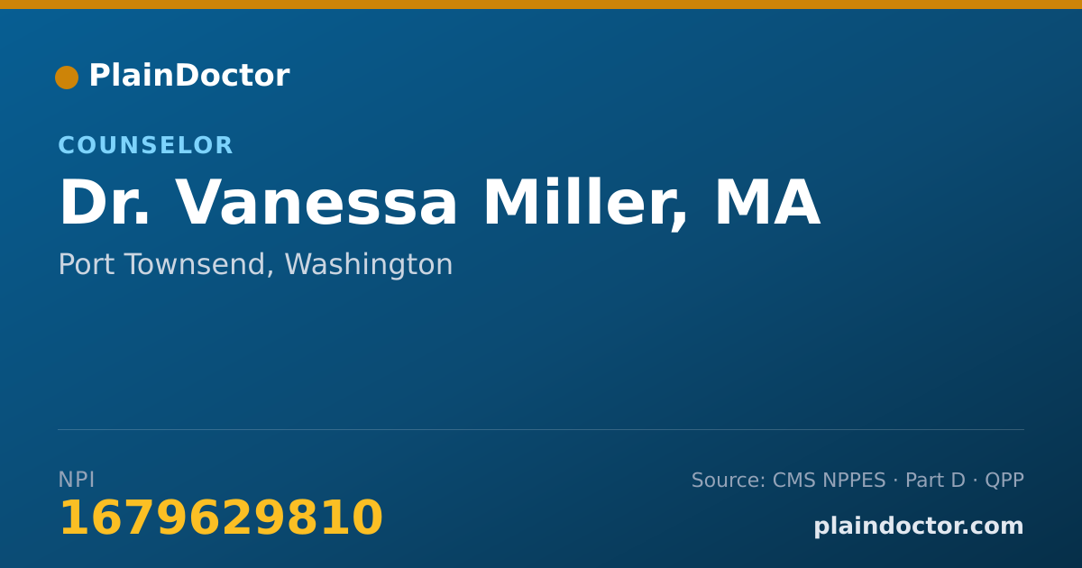 Shareable card for Vanessa Miller, MA - Counselor, Port Townsend, WA
