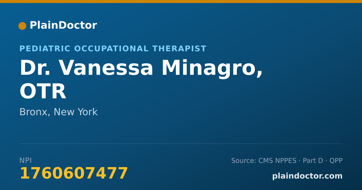 Shareable card for Vanessa Minagro, OTR - Pediatric Occupational Therapist, Bronx, NY
