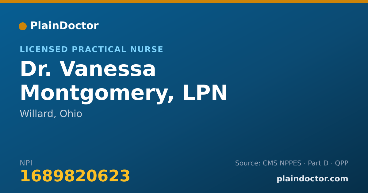 Shareable card for Vanessa Montgomery, LPN - Licensed Practical Nurse, Willard, OH