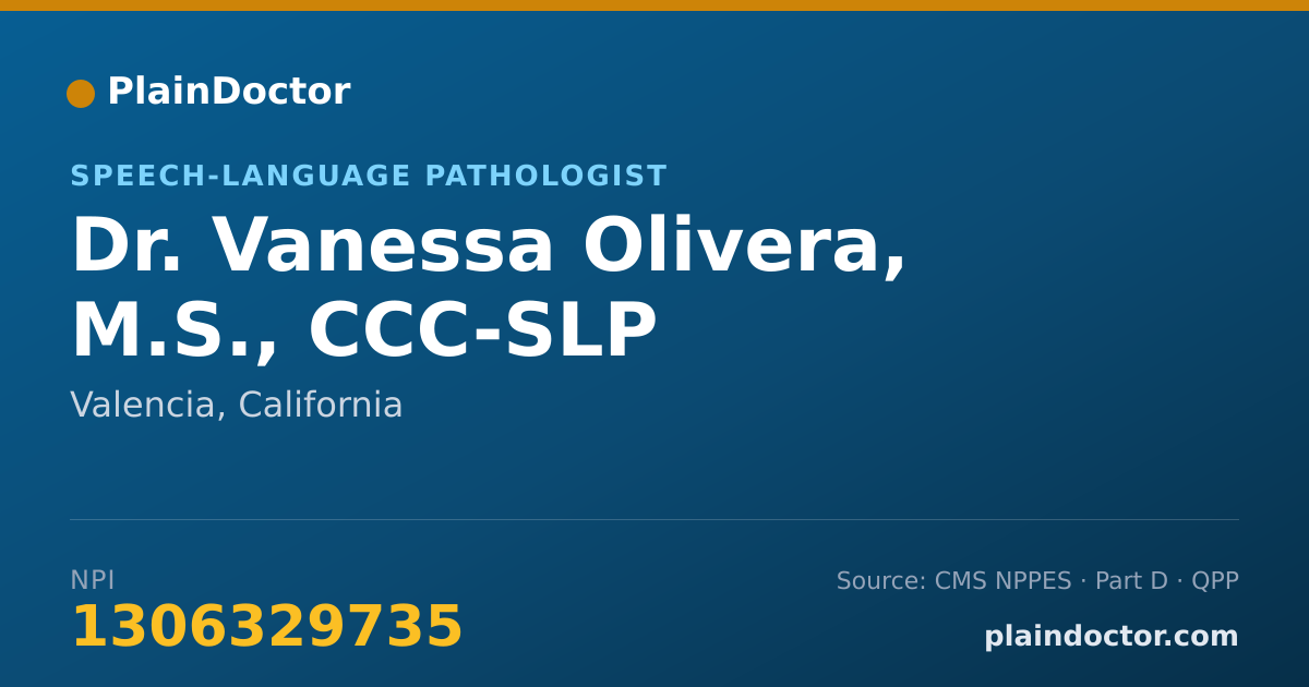 Shareable card for Vanessa Olivera, M.S., CCC-SLP - Speech-Language Pathologist, Valencia, CA