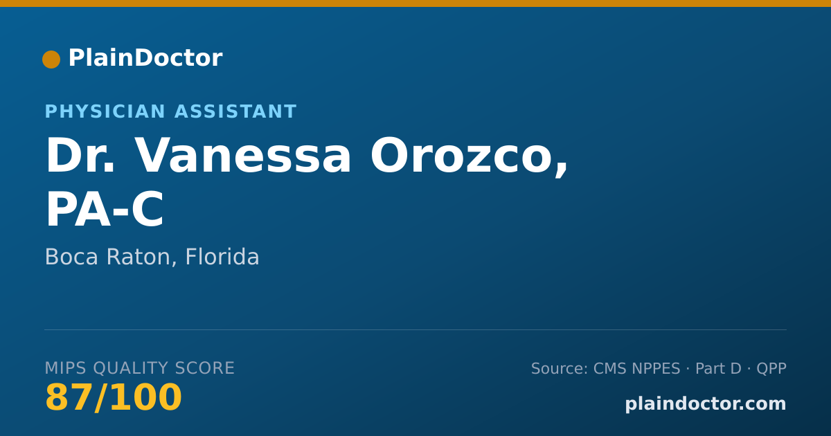 Shareable card for Vanessa Orozco, PA-C - Physician Assistant, Boca Raton, FL
