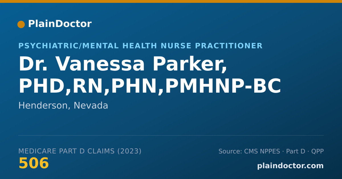 Shareable card for Vanessa Parker, PHD,RN,PHN,PMHNP-BC - Psychiatric/Mental Health Nurse Practitioner, Henderson, NV