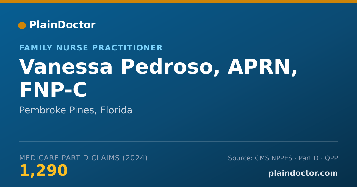 Shareable card for Vanessa Pedroso, APRN, FNP-C - Nurse Practitioner, Pembroke Pines, FL