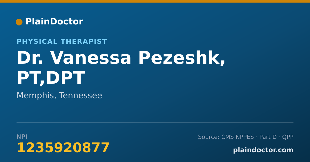 Shareable card for Vanessa Pezeshk, PT,DPT - Physical Therapist, Memphis, TN