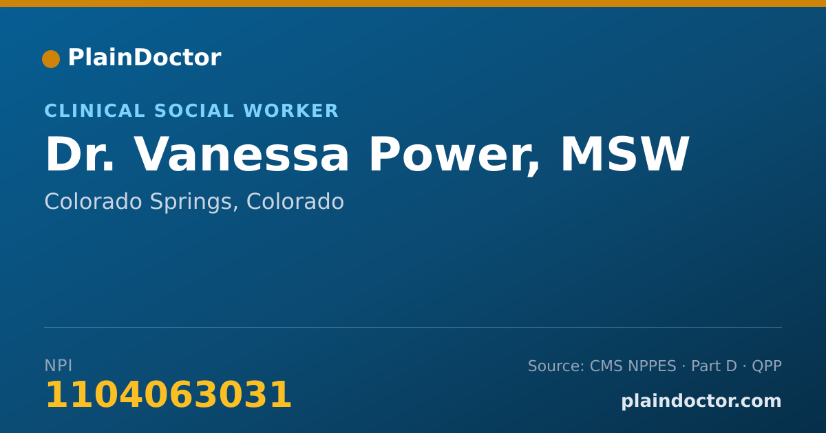 Shareable card for Vanessa Power, MSW - Clinical Social Worker, Colorado Springs, CO