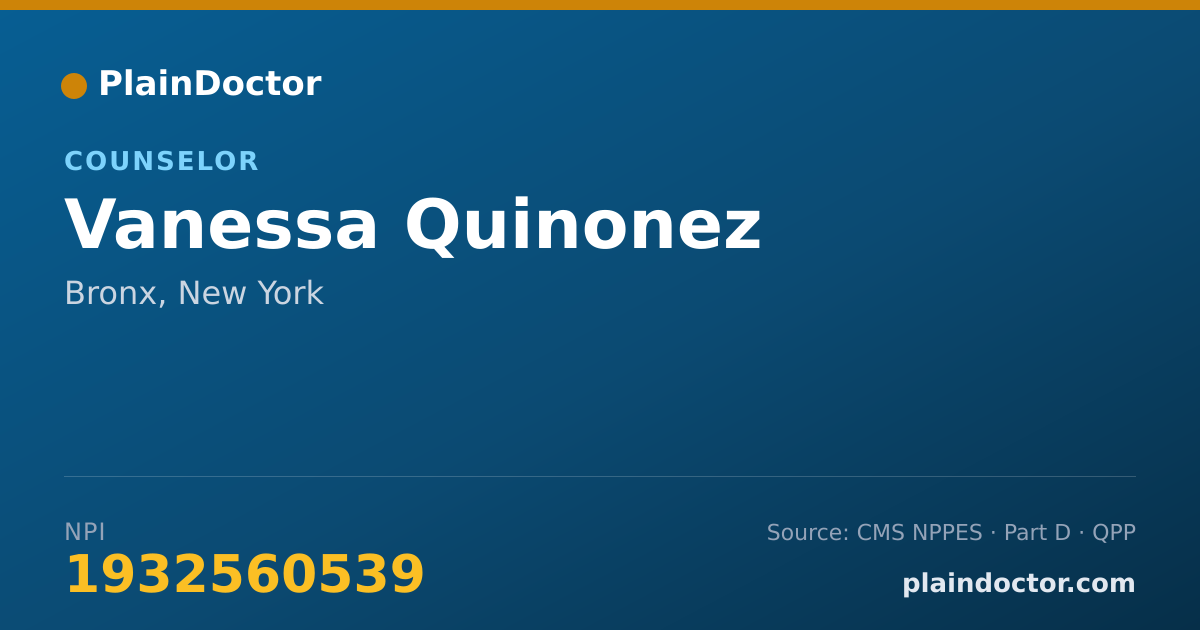 Shareable card for Vanessa Quinonez - Counselor, Bronx, NY