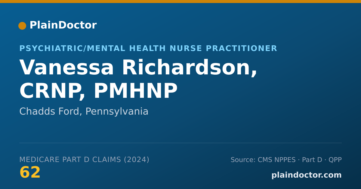 Shareable card for Vanessa Richardson, CRNP, PMHNP - Psychiatric/Mental Health Nurse Practitioner, Chadds Ford, PA