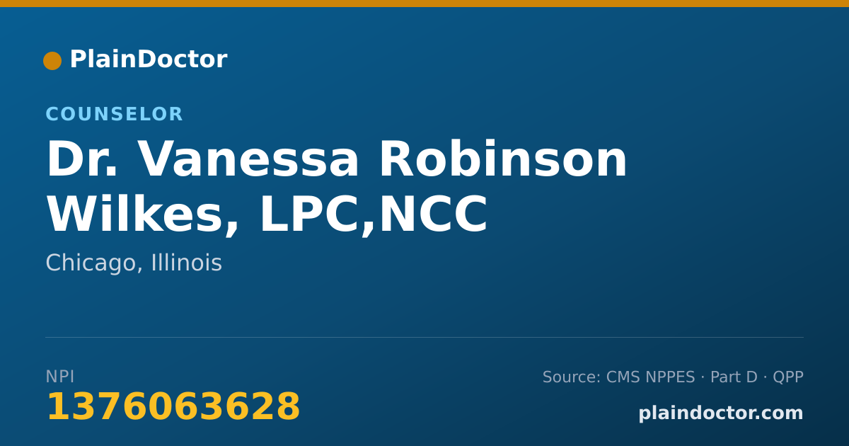 Shareable card for Vanessa Robinson Wilkes, LPC,NCC - Counselor, Chicago, IL