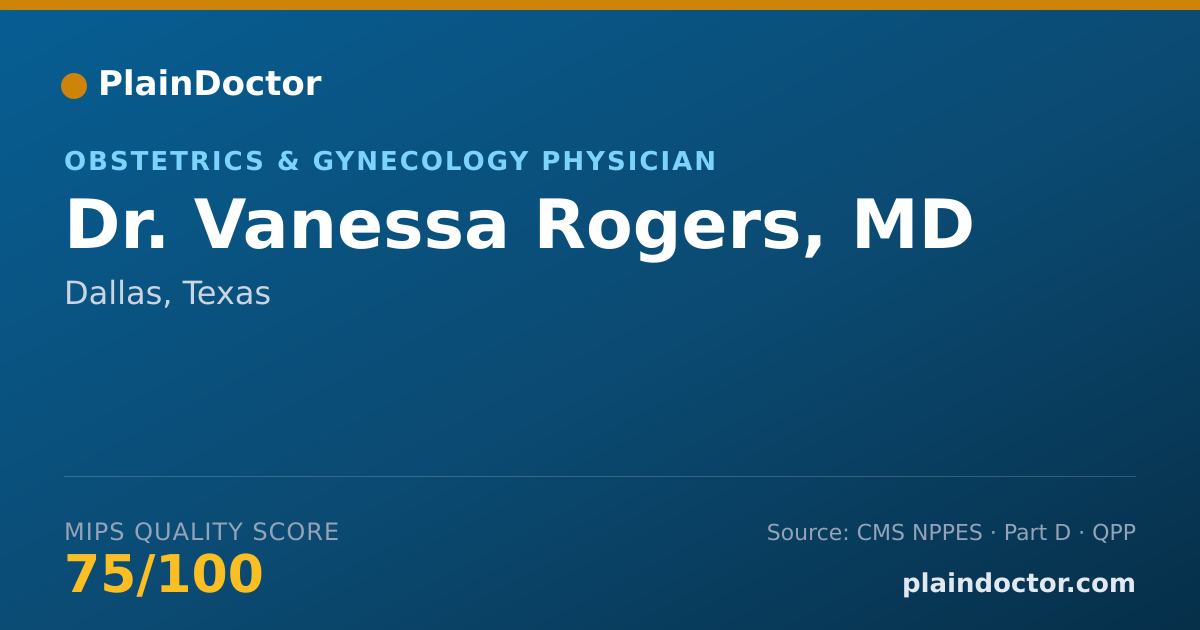 Shareable card for Vanessa Rogers, MD - Obstetrics & Gynecology Physician, Dallas, TX