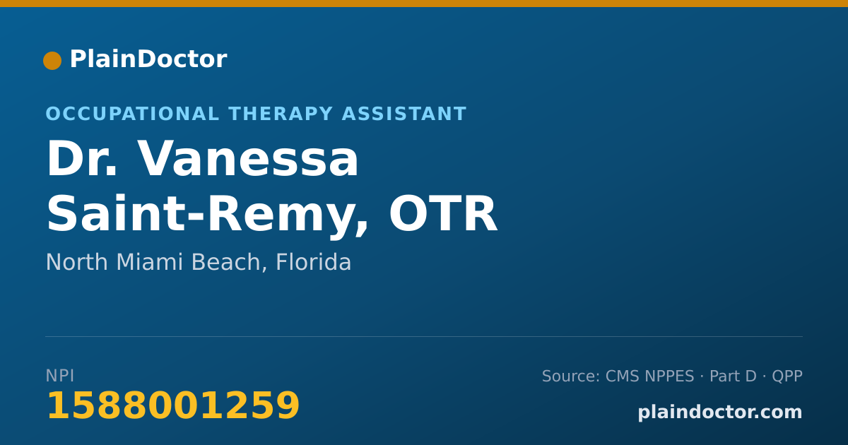 Shareable card for Vanessa Saint-Remy, OTR - Occupational Therapy Assistant, North Miami Beach, FL