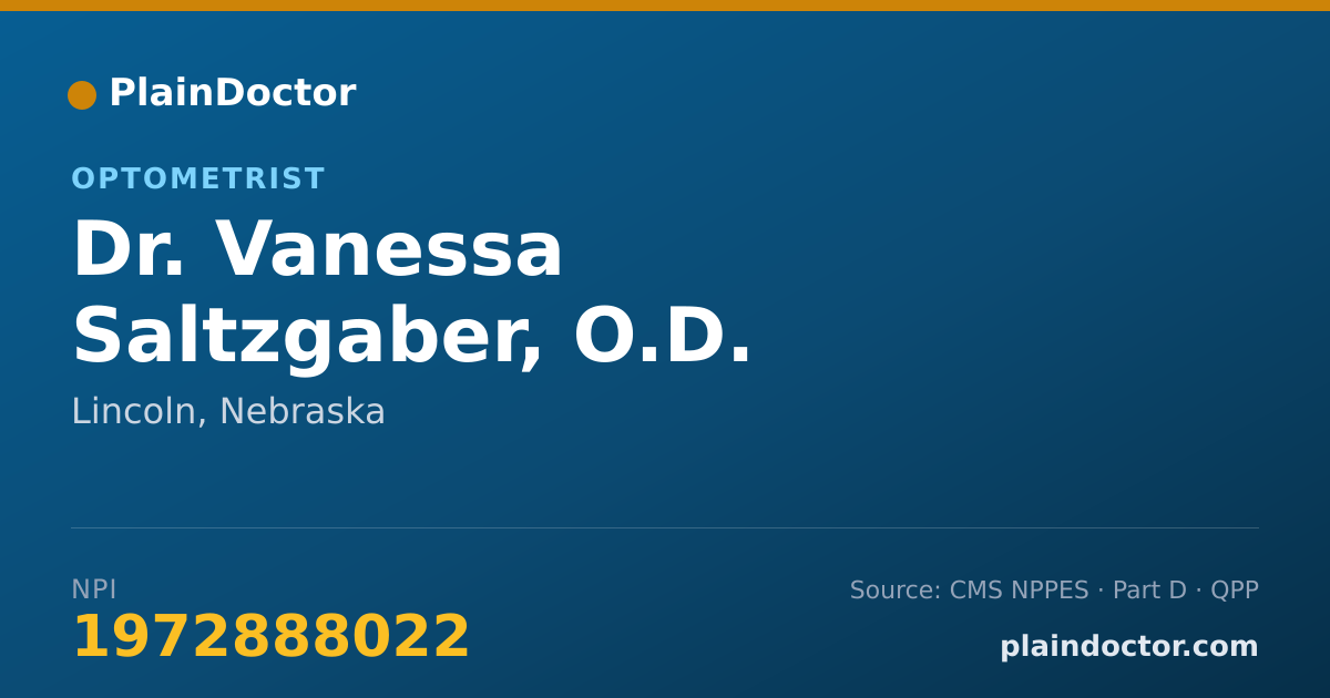 Shareable card for Vanessa Saltzgaber, O.D. - Optometrist, Lincoln, NE