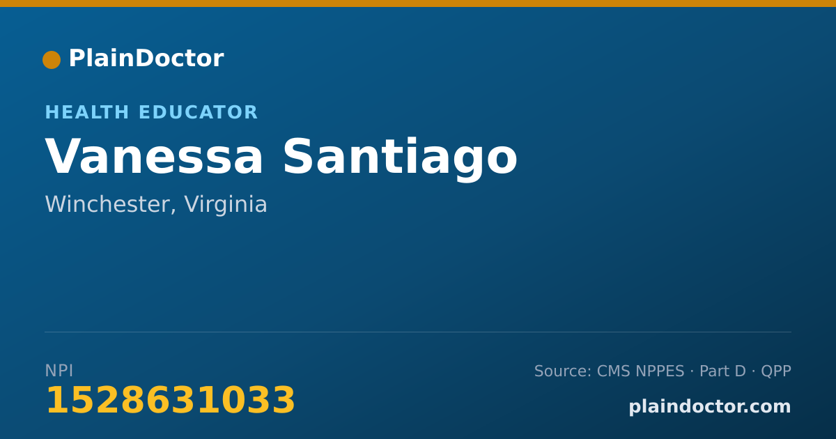 Shareable card for Vanessa Santiago - Health Educator, Winchester, VA
