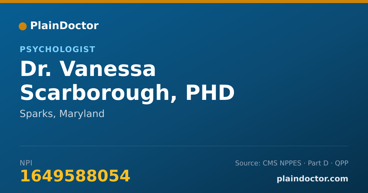 Shareable card for Vanessa Scarborough, PHD - Psychologist, Sparks, MD