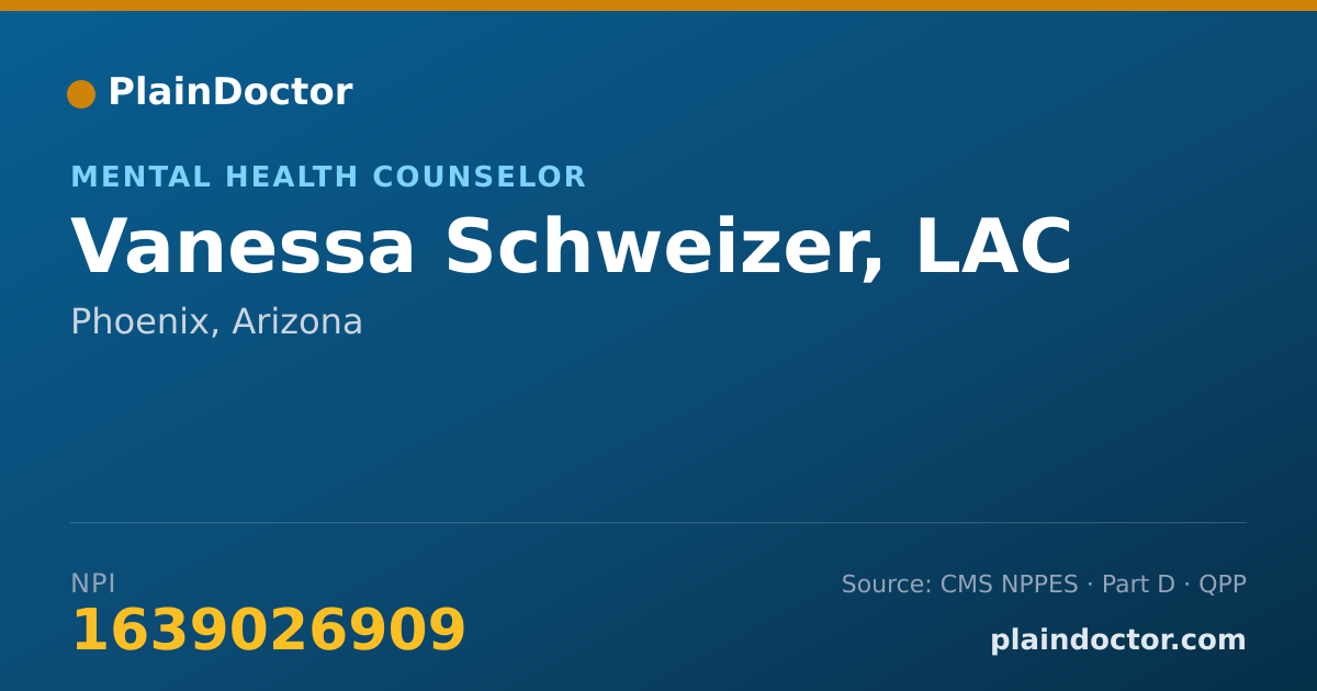 Shareable card for Vanessa Schweizer, LAC - Mental Health Counselor, Phoenix, AZ