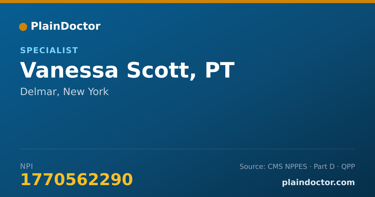Shareable card for Vanessa Scott, PT - Specialist, Delmar, NY