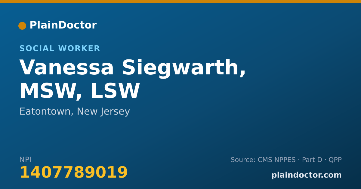Shareable card for Vanessa Siegwarth, MSW, LSW - Social Worker, Eatontown, NJ