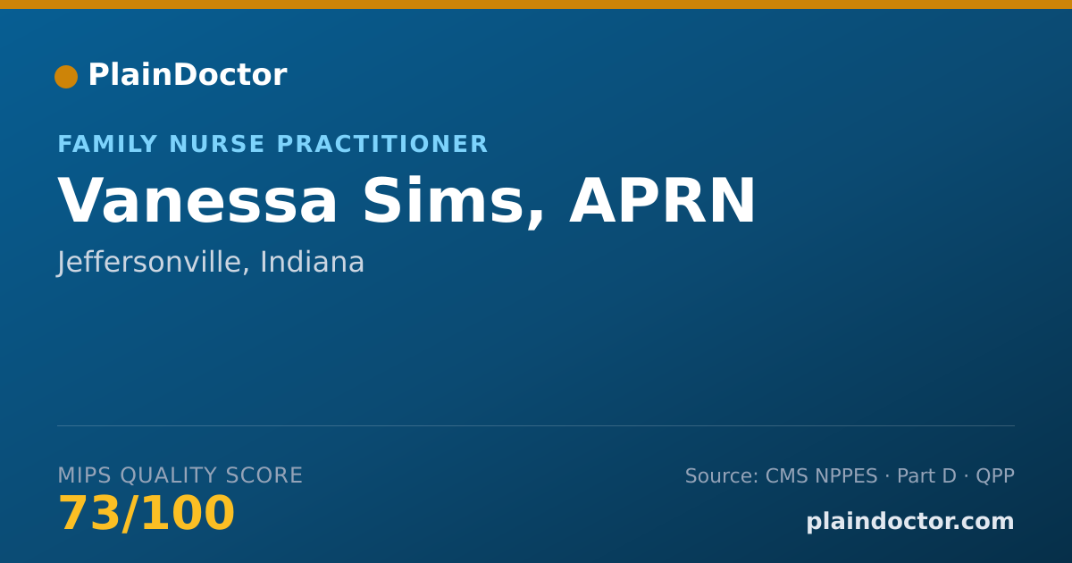 Shareable card for Vanessa Sims, APRN - Family Nurse Practitioner, Jeffersonville, IN