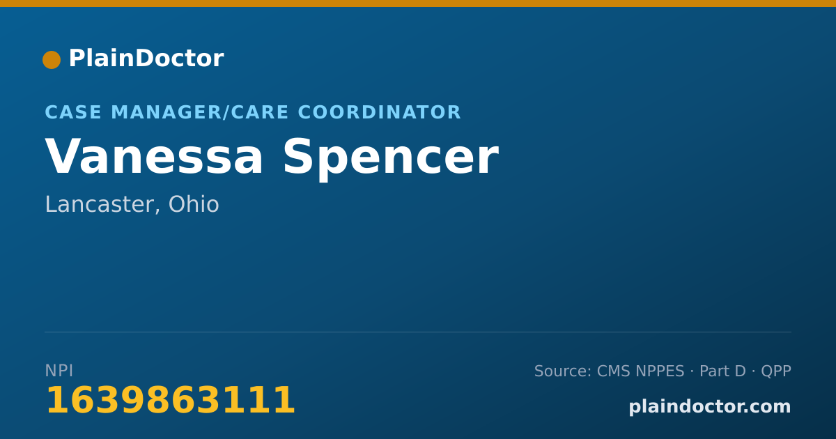 Shareable card for Vanessa Spencer - Case Manager/Care Coordinator, Lancaster, OH