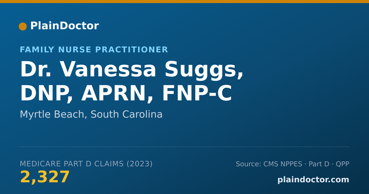 Shareable card for Vanessa Suggs, DNP, APRN, FNP-C - Family Nurse Practitioner, Myrtle Beach, SC