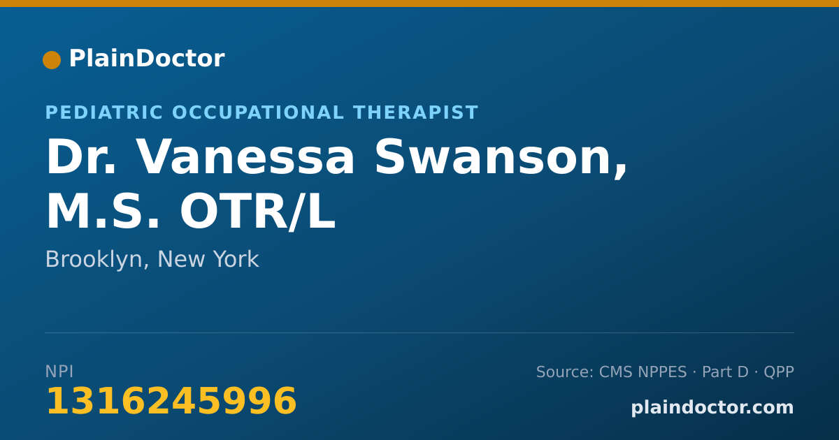Shareable card for Vanessa Swanson, M.S. OTR/L - Pediatric Occupational Therapist, Brooklyn, NY