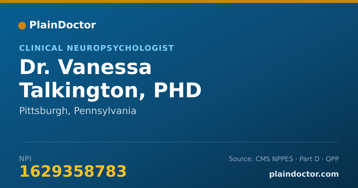 Shareable card for Vanessa Talkington, PHD - Clinical Neuropsychologist, Pittsburgh, PA