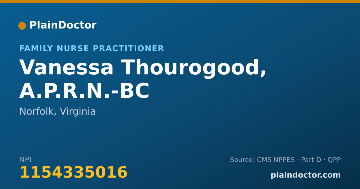 Shareable card for Vanessa Thourogood, A.P.R.N.-BC - Family Nurse Practitioner, Norfolk, VA