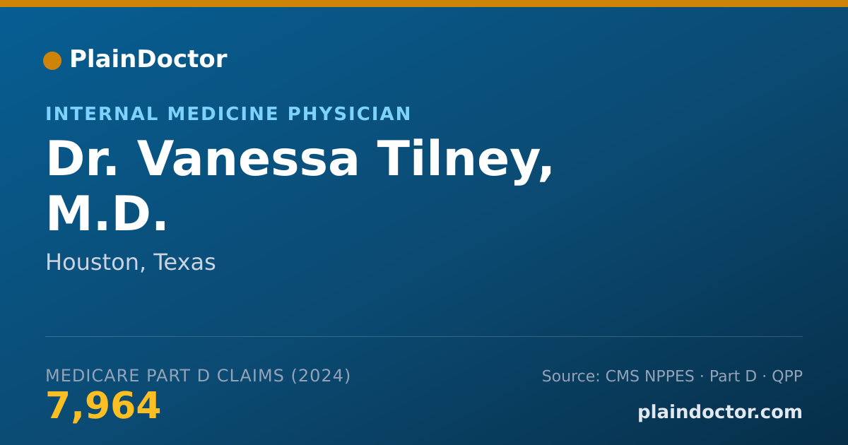 Shareable card for Vanessa Tilney, M.D. - Internal Medicine Physician, Houston, TX