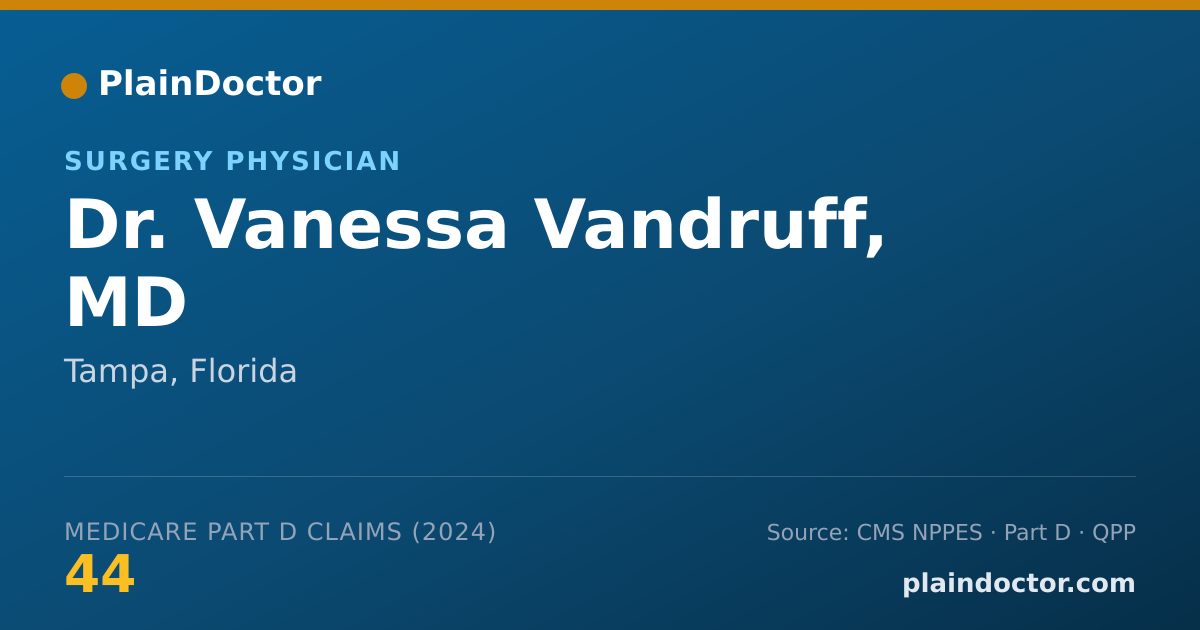 Shareable card for Vanessa Vandruff, MD - Surgery Physician, Tampa, FL