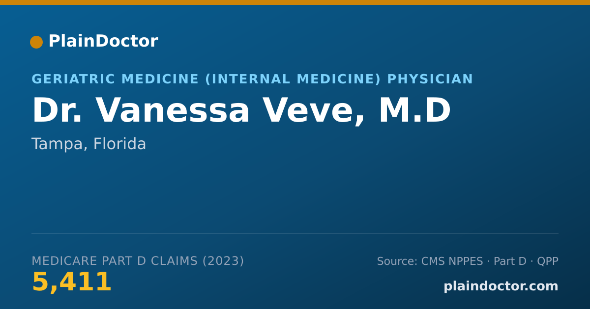 Shareable card for Vanessa Veve, M.D - Geriatric Medicine (Internal Medicine) Physician, Tampa, FL