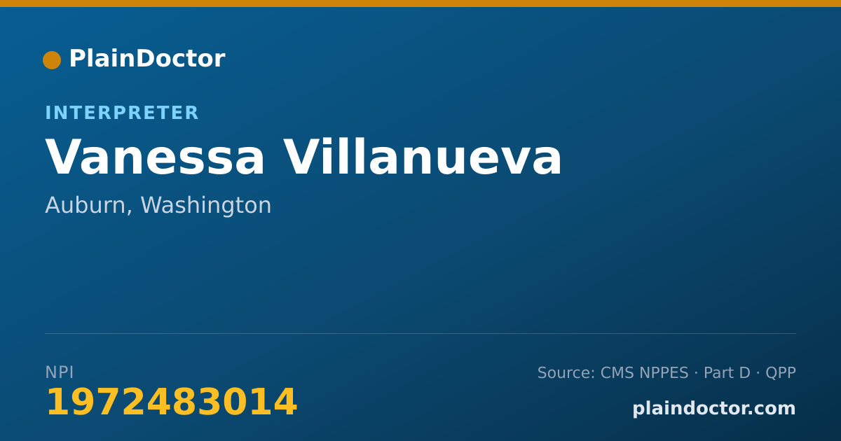 Shareable card for Vanessa Villanueva - Interpreter, Auburn, WA