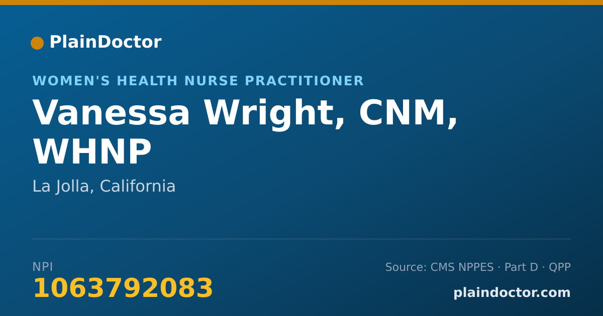 Shareable card for Vanessa Wright, CNM, WHNP - Women's Health Nurse Practitioner, La Jolla, CA