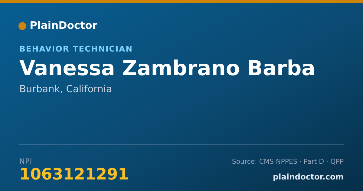 Shareable card for Vanessa Zambrano Barba - Behavior Technician, Burbank, CA