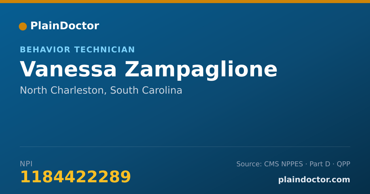 Shareable card for Vanessa Zampaglione - Behavior Technician, North Charleston, SC